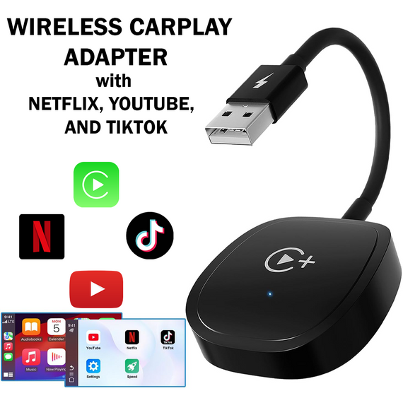 CarPlay Wireless Adapter Supports Netflix, YouTube, and Tiktok